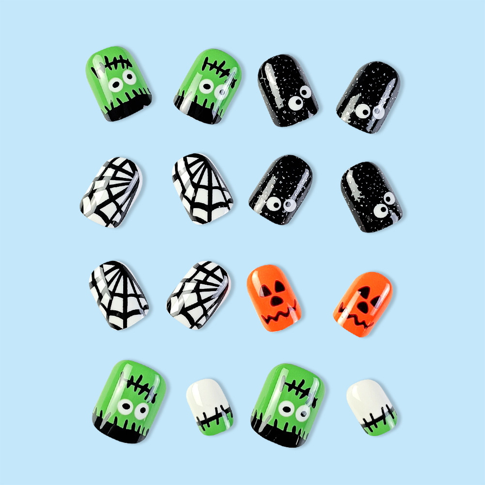 Uñas postizas de Halloween, muy vendidas en el extranjero, parches de uñas cortas de dibujos animados coloridos, dulces, geniales, divertidas y lindas, uñas para usar. image 4