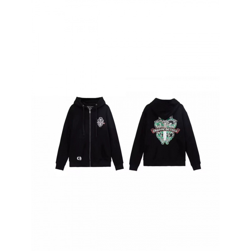 Cross-border European and American trendy brand 2026 chrome heart print sweatshirt cross baseball jacket unisex zipper one-piece drop shipping