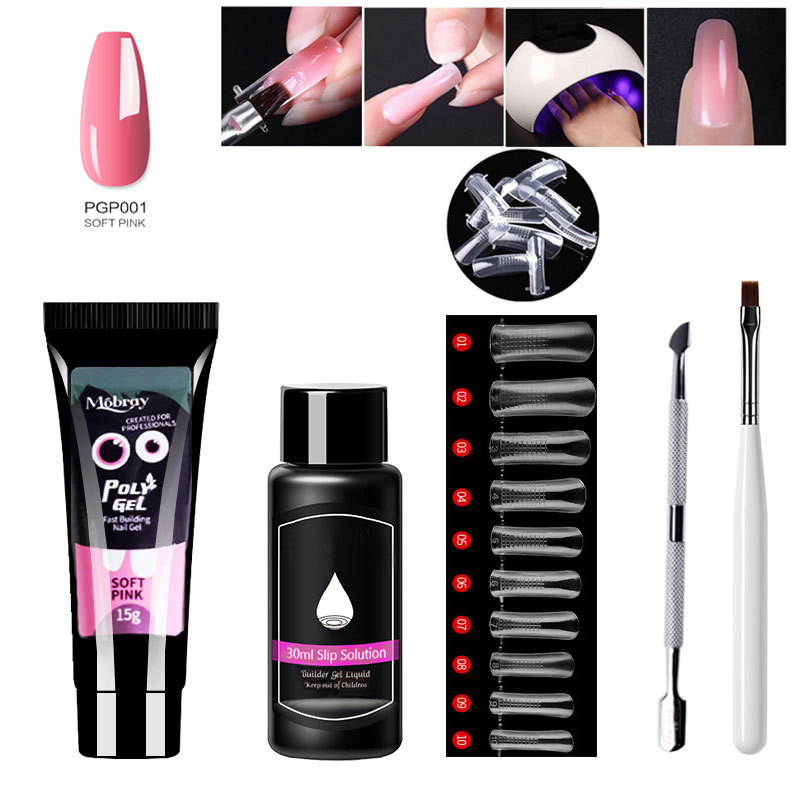 Suministro transfronterizo venta rápida extensión de traje de manicura conjunto completo de uñas de cristal forma extensión pegamento para hornear lámpara UV pegamento