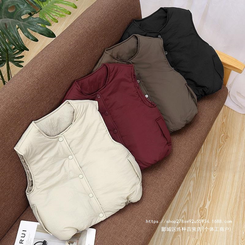 2026 Autumn/Winter New Solid Color Children's Cotton Vest for Boys and Girls, Thick Vest for Toddlers and Babies
