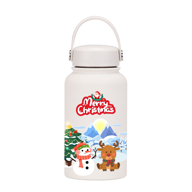 Regalos de Navidad de gran capacidad taza de calor personalizada patrón al aire libre portable taza de agua de Santa