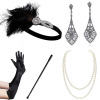 1920s Flapper Girl Dress Halloween Costume Gloves Smoking Ring Neck Link with Five -piece Five -Piece