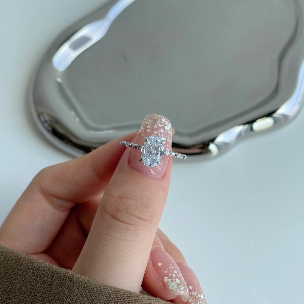 Fashion Heart Shape Sterling Silver Inlay Zircon Rings 1 Piece