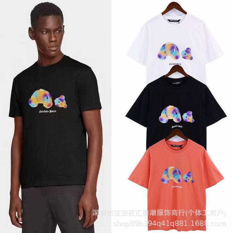 Foreign Trade Cross-Border Palm Angels T-Shirt with Bear Print, Pure Cotton Short-Sleeve T-Shirt for Men and Women, Wholesale Foreign Trade Cross-Border Palm Angels T-Shirt with Bear Print, Pure Cotton Short-Sleeve T-Shirt for Men and Women, Wholesale