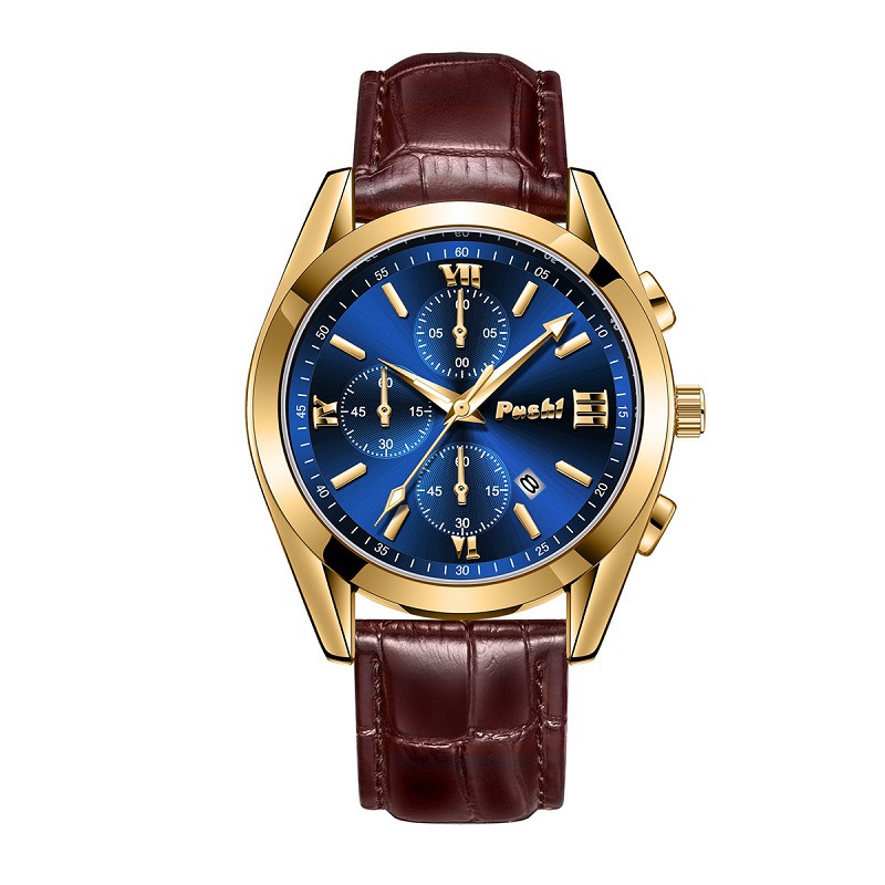 Concha de oro y superficie azul