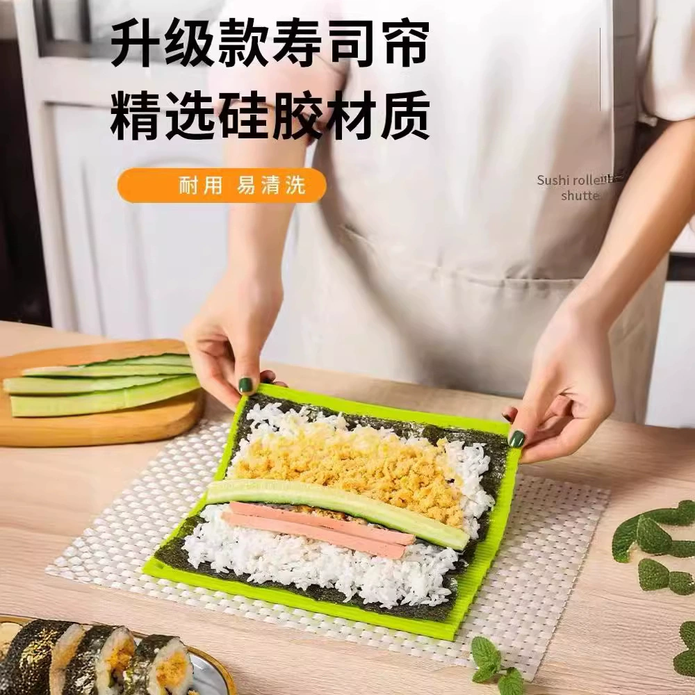 2024 новый двухсторонний силиконовый имитация бамбука суши рулон инструмент пресс-формы для коммерческих морских водорослей суши рисовые булочки с умывалькой