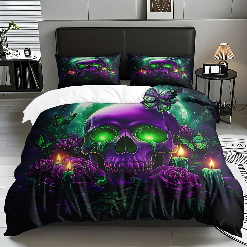 TEMU / JIT transfronterizo hogar cabeza de colcha impresa digital conjunto de edredón abrasivo fuente de ventilación fábrica directa