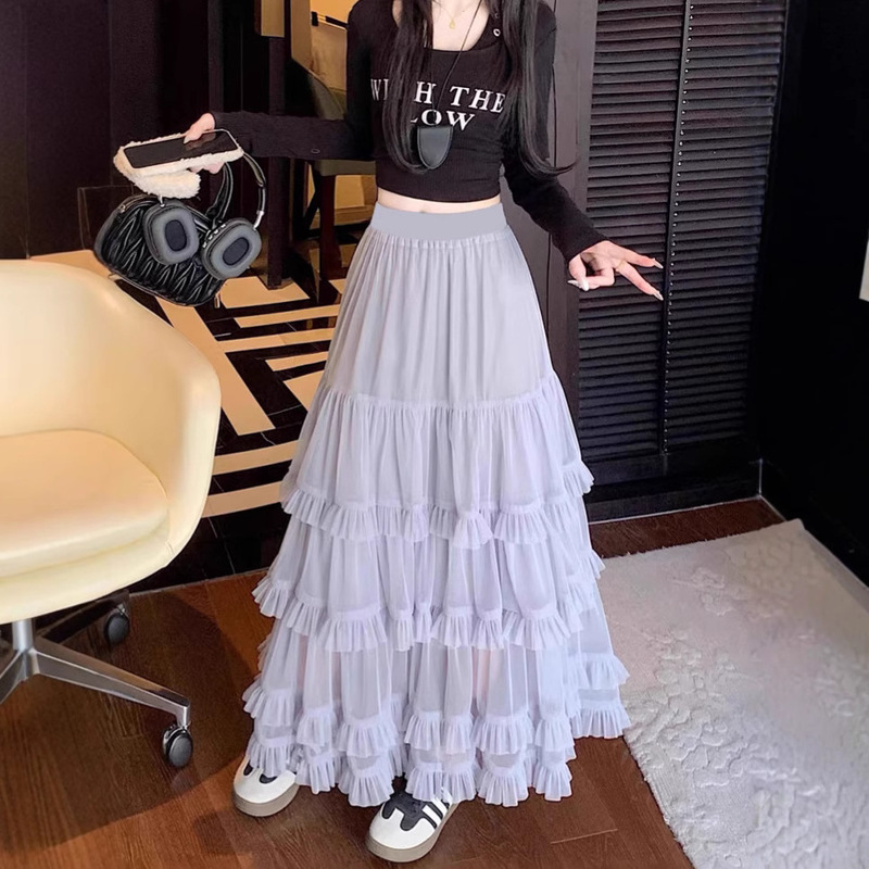 Ballet-Style Tulle Puffy Cake Skirt with a Flowy, Wide Hem, French Retro Tulle Half-Skirt, 2026 New Hot Trend