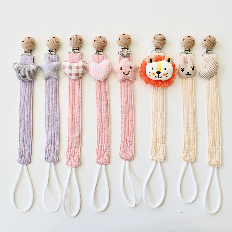 Ins New Fabric Cartoon Pacifier Anti-Drop Chain Animal Shape Baby Comfort Pendant Dropshipping Cross-Border Supply