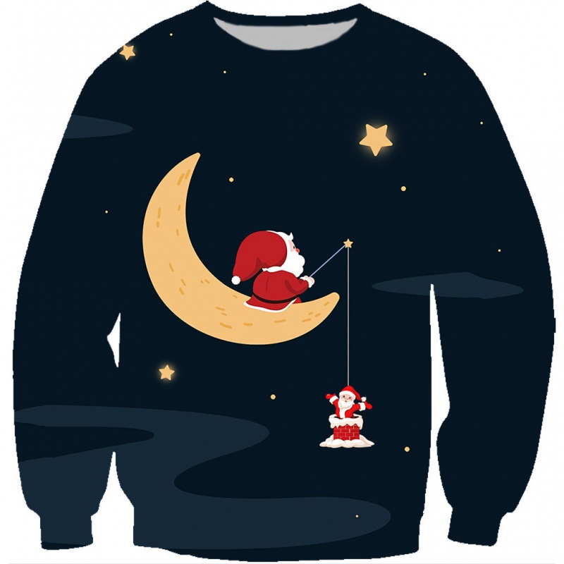 Sudadera hombre con capucha estampado 3d de papá noel suelta_voghion.com