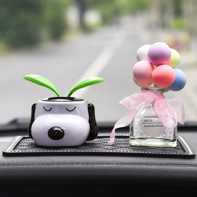 dog car ornament solar | Perfplant seat - snoopy-colorful-balloon-perfume-holder-diamond-studded-anti-slip-mat-includes-1-bottle-of-perfume
