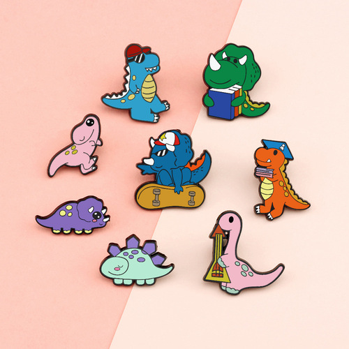 Funny and cute dinosaur brooch ins trendy men and women personalized metal badge collar pin bag decoration