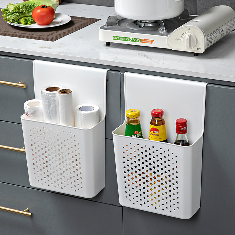 Kitchen Cabinet Door Cling Film Storage Rack Storage Box Wall-Mounted Cabinet Door Inner Refrigerator Storage Rack Side Storage