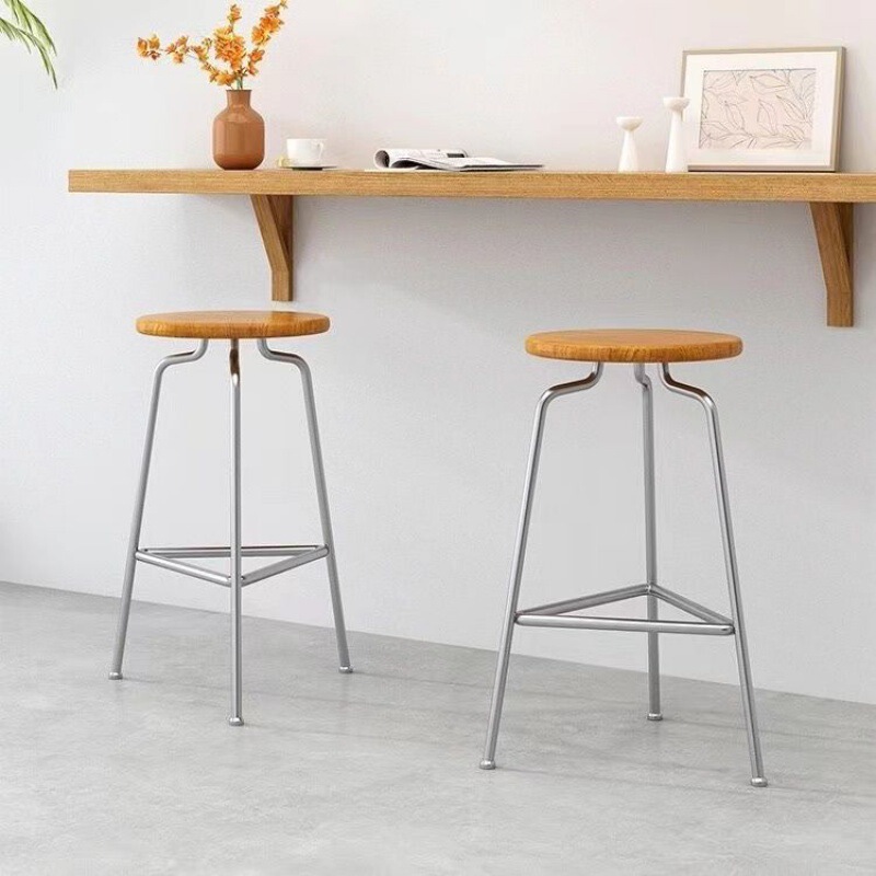 Bar Chair Scandinavian Simple Household Solid Wood High Bar Stool Leisure Bar Chair High Stool Ant Stool Iron Chair