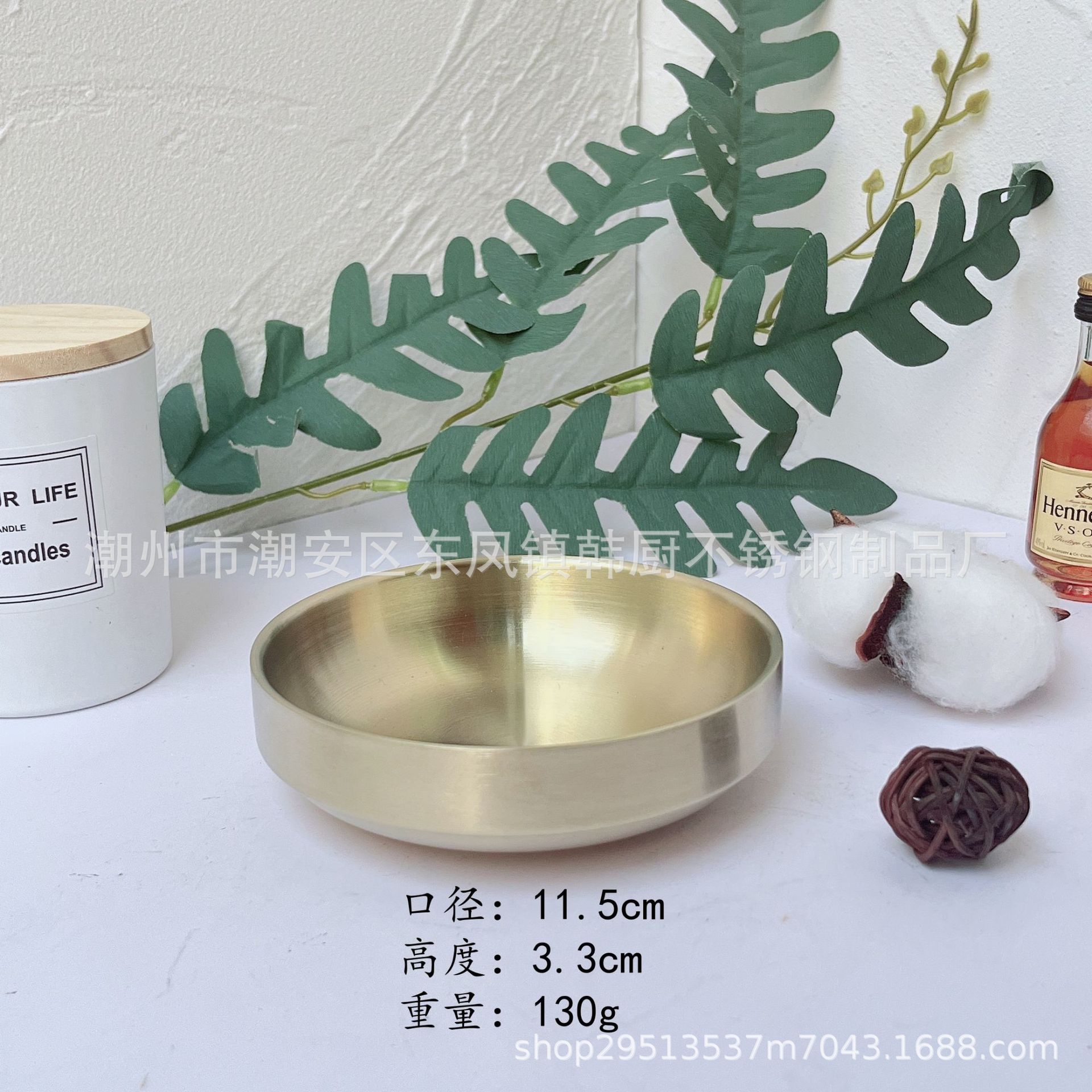 Plato de acero inoxidable 304, plato coreano de circonio dorado de doble capa para encurtidos, plato para condimentos para restaurante, plato para remojar, cuenco para suplemento alimenticio