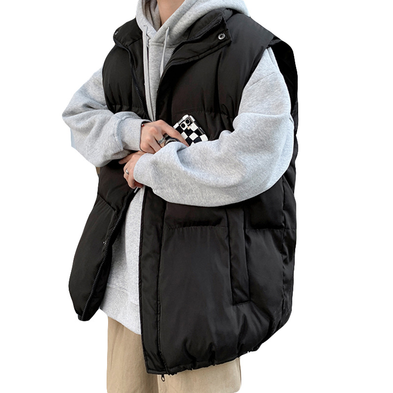 Abajo Chaleco de algodón de los hombres invierno cálido ins marca de moda de color sólido pan abrigo suelto todo fósforo collar chaleco