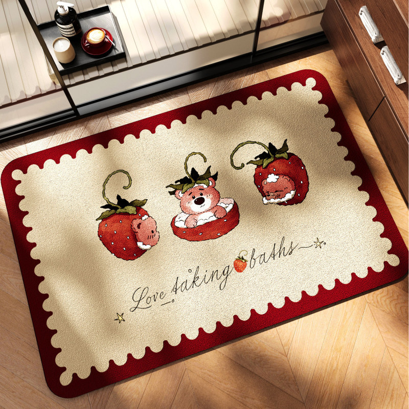 Cartoon Bathroom Floor Mat, Bathroom Water-Absorbent, Quick-Drying Diatom Mud Floor Mat, Toilet Door Sink Non-Slip Foot Mat