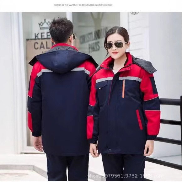 Invierno calentamiento reflectante ropa de trabajo de algodón ropa de algodón media y larga ropa de trabajo de protección contra el frío ropa de trabajo chaqueta de algodón mayorista