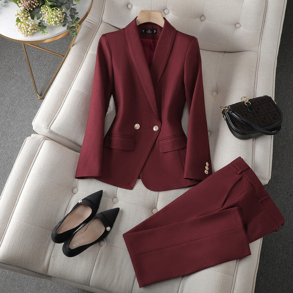 Burgundy autumn classic suit jacket