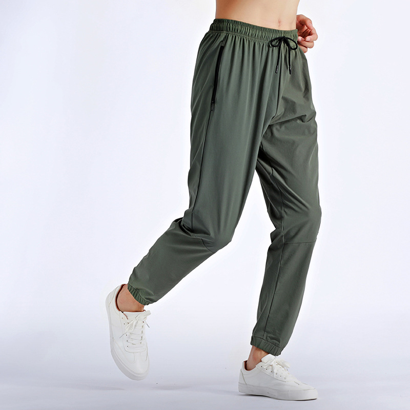 Pantalones casuales deportivos para hombres pantalones de seda de hielo para correr entrenamiento físico pantalones atados al tobillo pantalones de secado rápido transpirable Pantalones deportivos para hombres verano transfronterizo