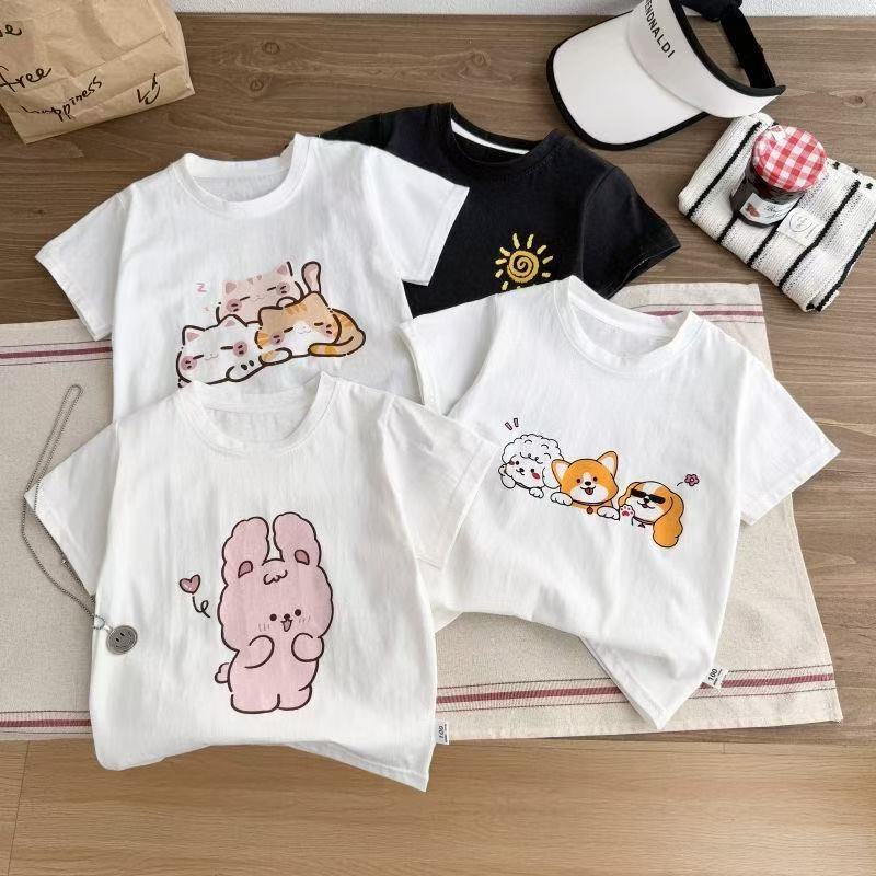 Children's Pure Cotton Cartoon Summer T-Shirt Baby Girls Short-Sleeved Summer Clothes 100% Cotton Boys New Style Tops Children's Pure Cotton Cartoon Summer T-Shirt Baby Girls Short-Sleeved Summer Clothes 100% Cotton Boys New Style Tops