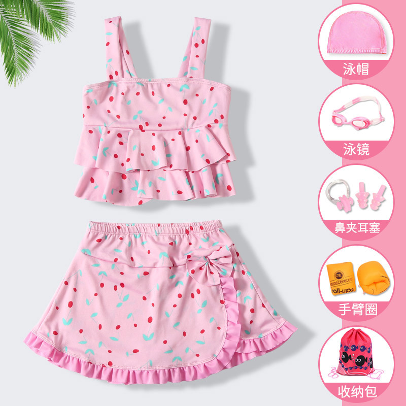 Children's Swimsuit Girls 2025 New Summer Big Kidsren Baby Swimsuit Girls Cute Princess Split Skirt Swimsuit