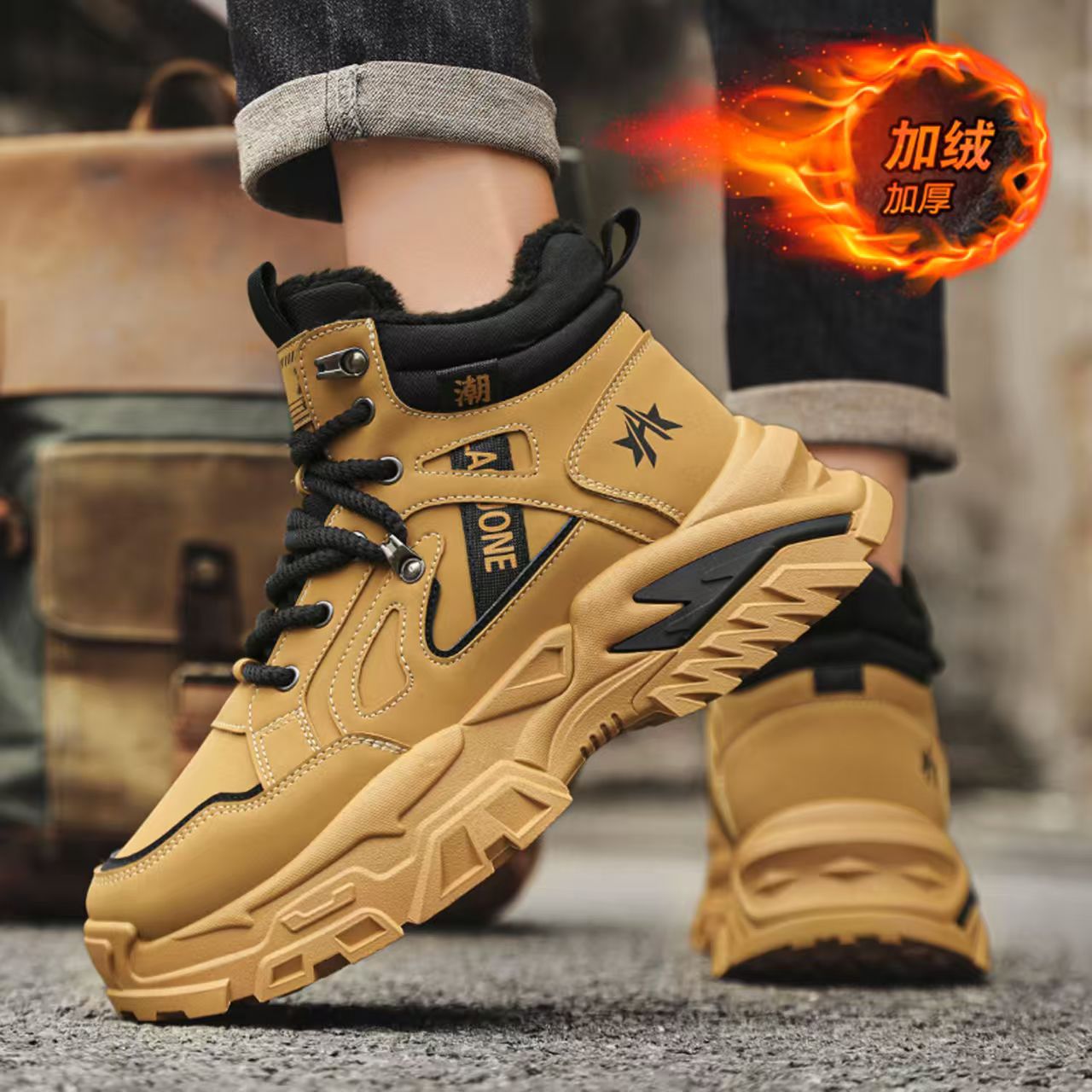 Zapatos de invierno de hombre de alta calidad 2025, nuevos zapatos de algodón cálidos y gruesos, zapatos deportivos de papá, botas de nieve al aire libre del noreste