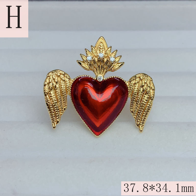 Wholesale Jewelry Vintage Style Heart Shape Copper Zircon Enamel Open Rings display picture 11