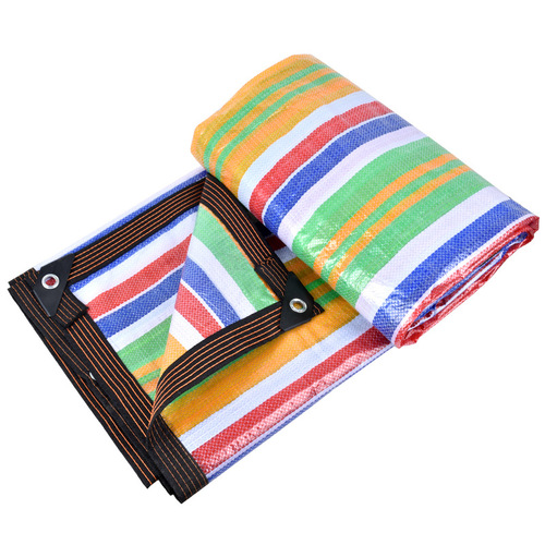 Five-color strip cloth thickened sunshade and sun protection decoration rainproof cloth dustproof tarpaulin floral tarpaulin rainproof waterproof cloth