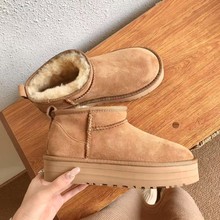【桑坡工厂直供】厚底mini羊皮毛一体迷你雪地靴低筒厚底3cm