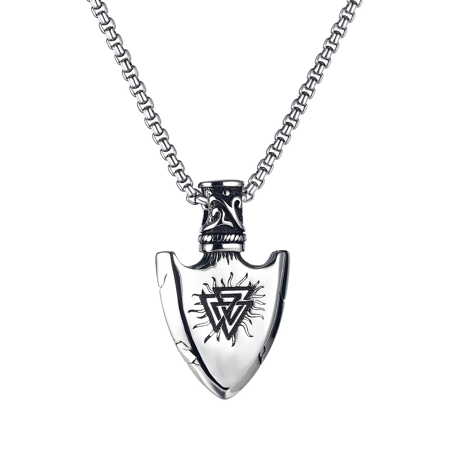 New personalized punk snowflake arrow self-defense necklace trendy men's stainless steel chain cross gift_voghion.com