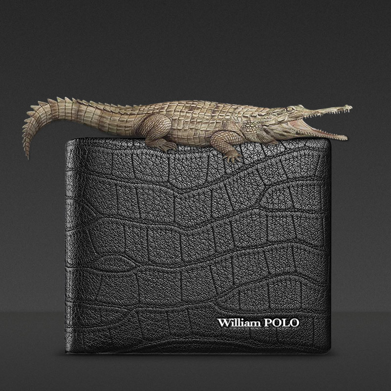 Emperor Paul Wallet Men's Crocodile Pattern 2026 New Short Genuine Leather Men's Wallet Long Korean Style Men's Wallet