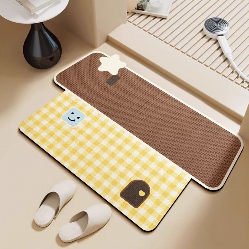 Diatom Mud Special-Shaped Water-Absorbing Foot Mats, Living Room Entrance Door Mats, Non-Slip and Dirt-Resistant Floor Mats, Non-Slip Diatom Mud Floor Mats