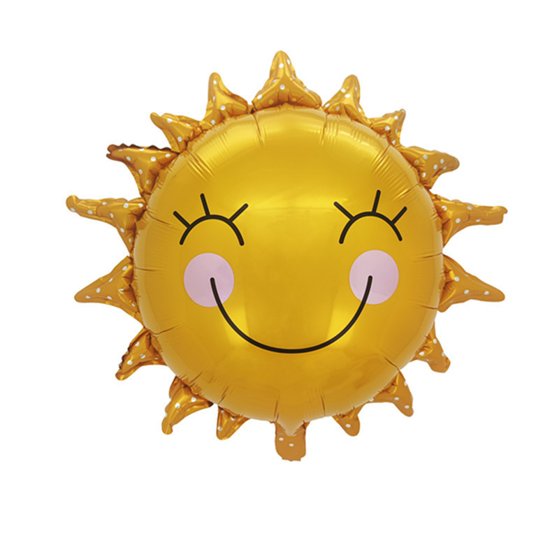 Large Golden Sun Smiley Face Aluminum Foil Balloon for Kids' Parties, Birthday and Wedding Room Decoration Aluminum Foil Balloon
