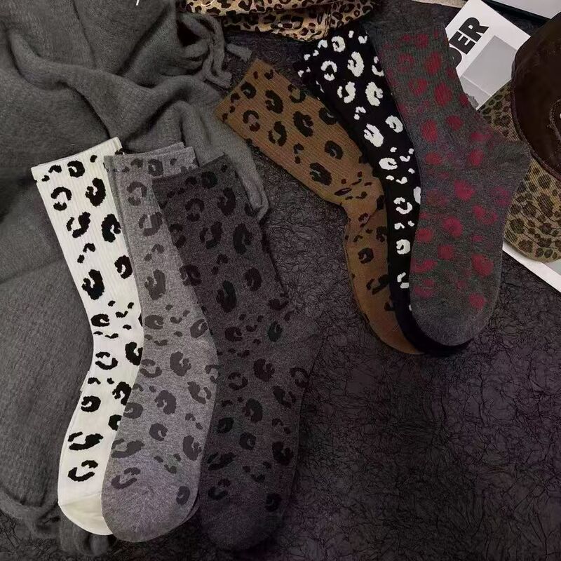 Polka Dot Leopard Print Mid-Calf Socks for Women, European and American Style, Super Popular on Instagram, Casual Sports Socks, Retro Versatile Women's Slouch Socks Polka Dot Leopard Print Mid-Calf Socks for Women, European and American Style, Super Popular on Instagram, Casual Sports Socks, Retro Versatile Women's Slouch Socks