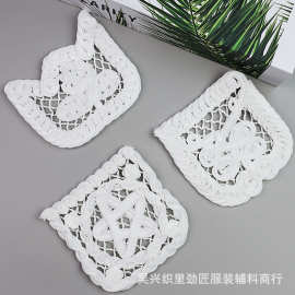 新款现货电脑绳绣白色口袋布贴装饰立体雪纺爱心服装牛仔裤补丁