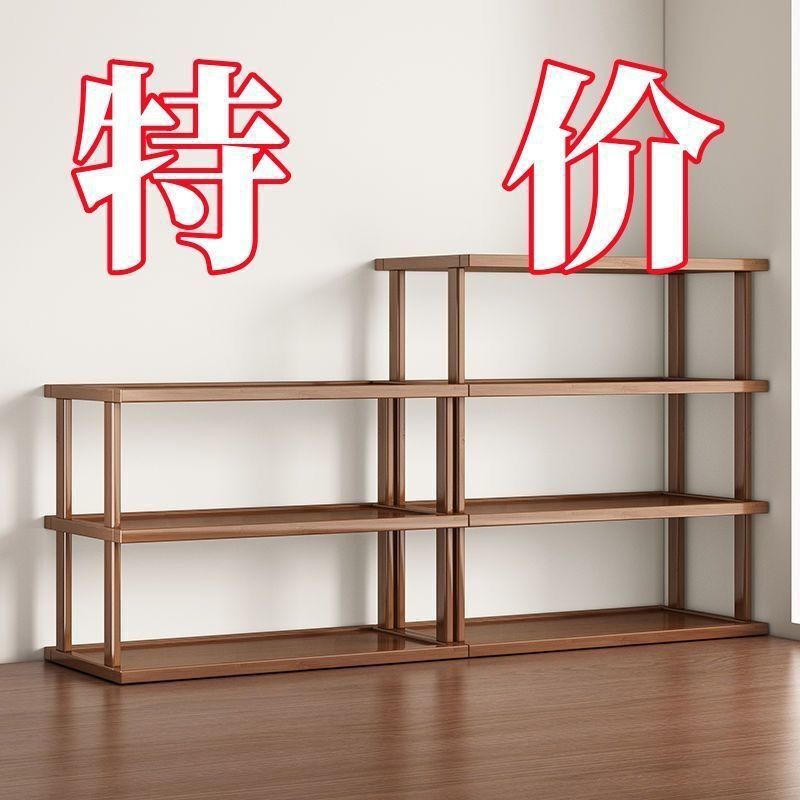 デスクトップ収納ラック、テーブルの高さと厚さ、調節可能な収納ラック、カウンタートップ、小さな多層収納ラック、竹と木のパーティション|undefined
