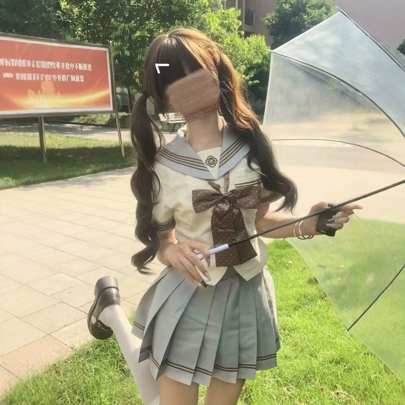 日系薄荷巧长短袖学院风中间服原创校供设计感2026校供水手服套装