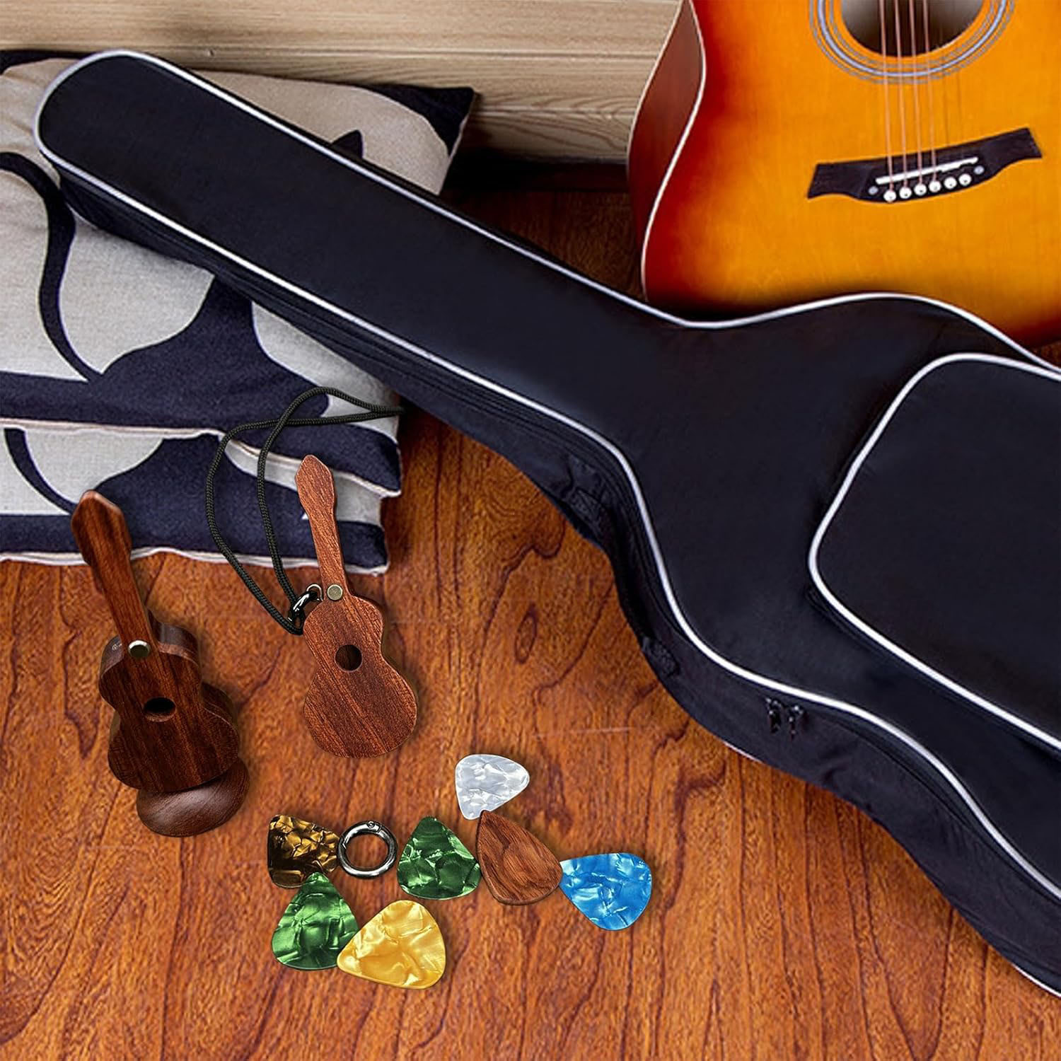 Rectangular Wooden Guitar Stand and Key Holder Portable Multi-Function Home/Car Decoration Gift