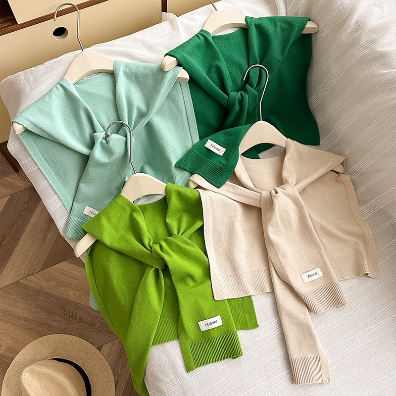 New Spring and Summer Stylish Shawl with a Small Cape, High-End Fashion, Warm Knit Neck Protector, Fake Collar, Small Shoulder Wrap