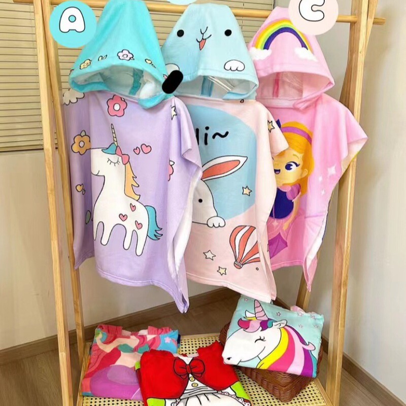 Cute Cartoon Children's Bath Towel Cloak Soft Skin-friendly Hair-free Bath Water Absorbent Quick-drying Wearing Baby Bath Towel Cute Cartoon Children's Bath Towel Cloak Soft Skin-friendly Hair-free Bath Water Absorbent Quick-drying Wearing Baby Bath Towel