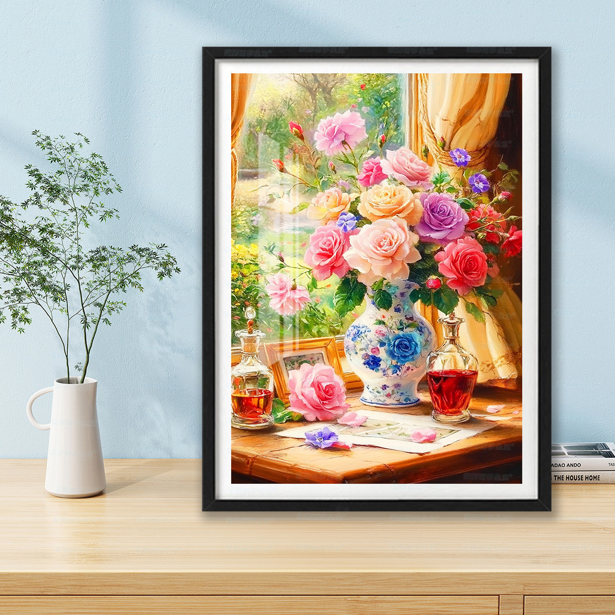 Tela de Algodón Importada, Punto de Cruz de la Mona Lisa, Rosas en el Alféizar de la Ventana, Nuevo Diseño Floral Simple, Patrón Pequeño de Punto de Cruz image 6