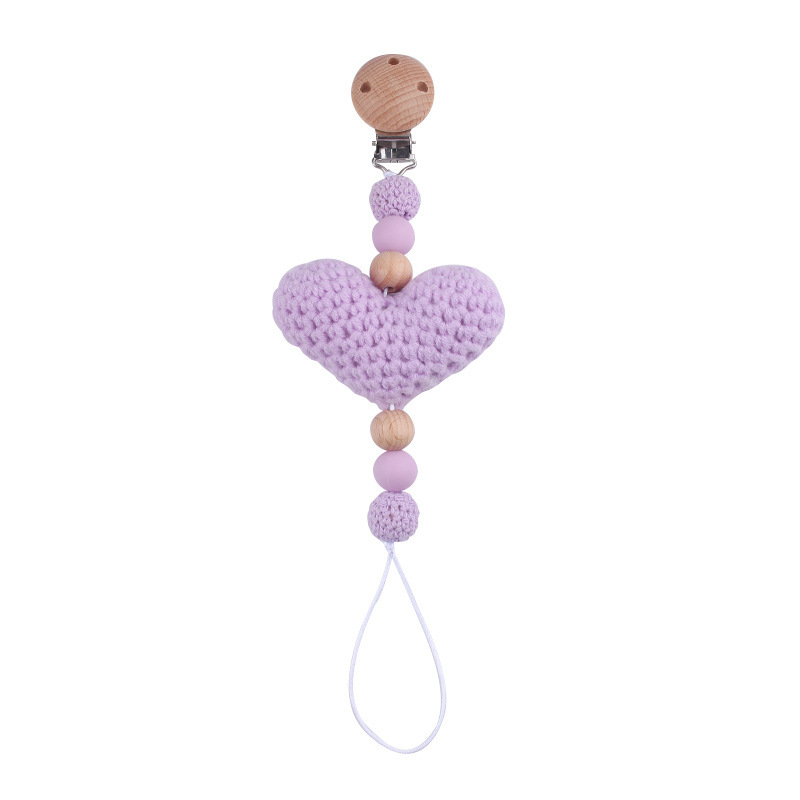 Nuevos productos para bebés y niños abrazaderas redondas de madera de haya DIY lana amor joyas para bebés calmar tetas cadena anti-caída cadena