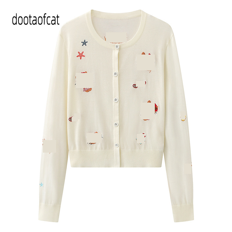 2026 New Summer Women's Clothing Cartoon Anime Letter Embroidery Floral Lightweight Sweater Knitted Cardigan Rk32801099 2026 New Summer Women's Clothing Cartoon Anime Letter Embroidery Floral Lightweight Sweater Knitted Cardigan Rk32801099