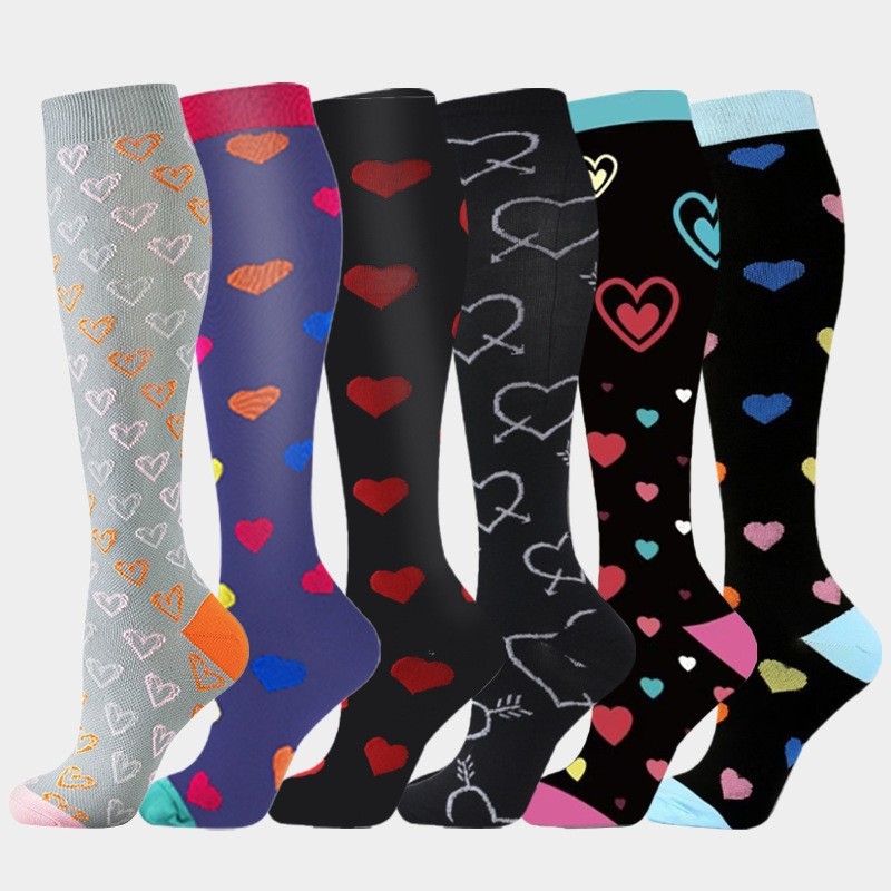 Juego de 6 pares de calcetines deportivos de compresión transfronterizos para fitness, calcetines largos de compresión para pantorrillas para hombres y mujeres, calcetines de compresión elásticos. image 35