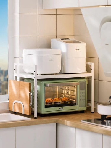 Kitchen storage rack microwave oven rack floor-standing retractable and adjustable three-layer oven rice cooker kitchen storage rack