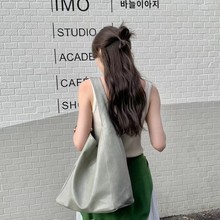 竹笋喵喵 高级感大容量托特包女2025春夏新款ins百搭油蜡皮单肩包