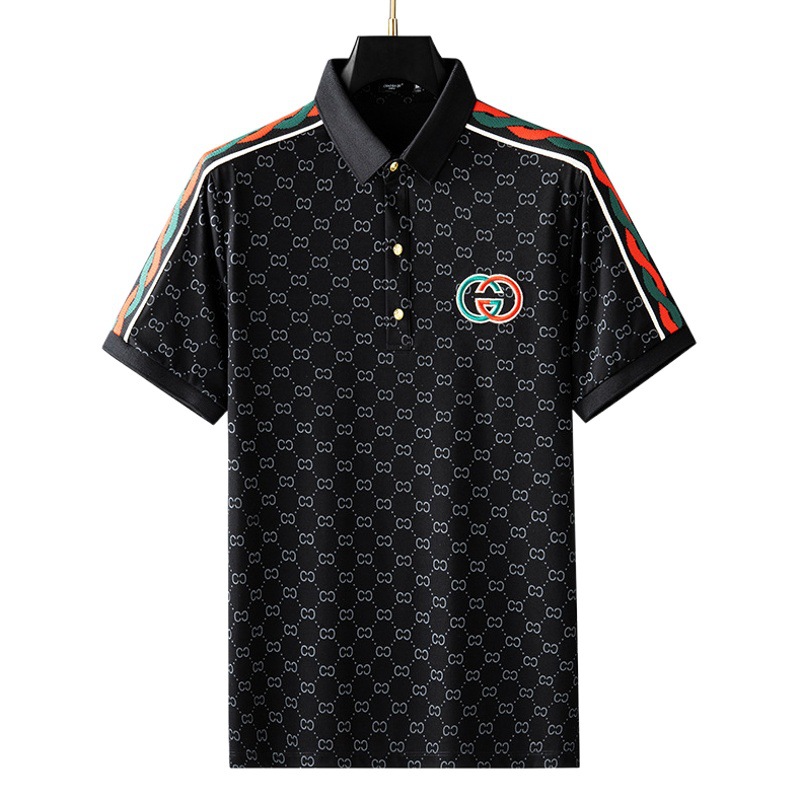 Camisa de Polo de manga corta bordada personalizada para hombre Camiseta de solapa impresa delgada de verano de los hombres de lujo de la estación europea
