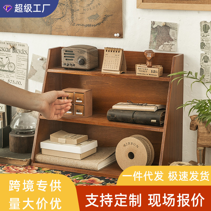 レトロデスクトップ収納ボックスオフィスファイル手帳カップzakka口紅化粧品ドレッサーラック|undefined
