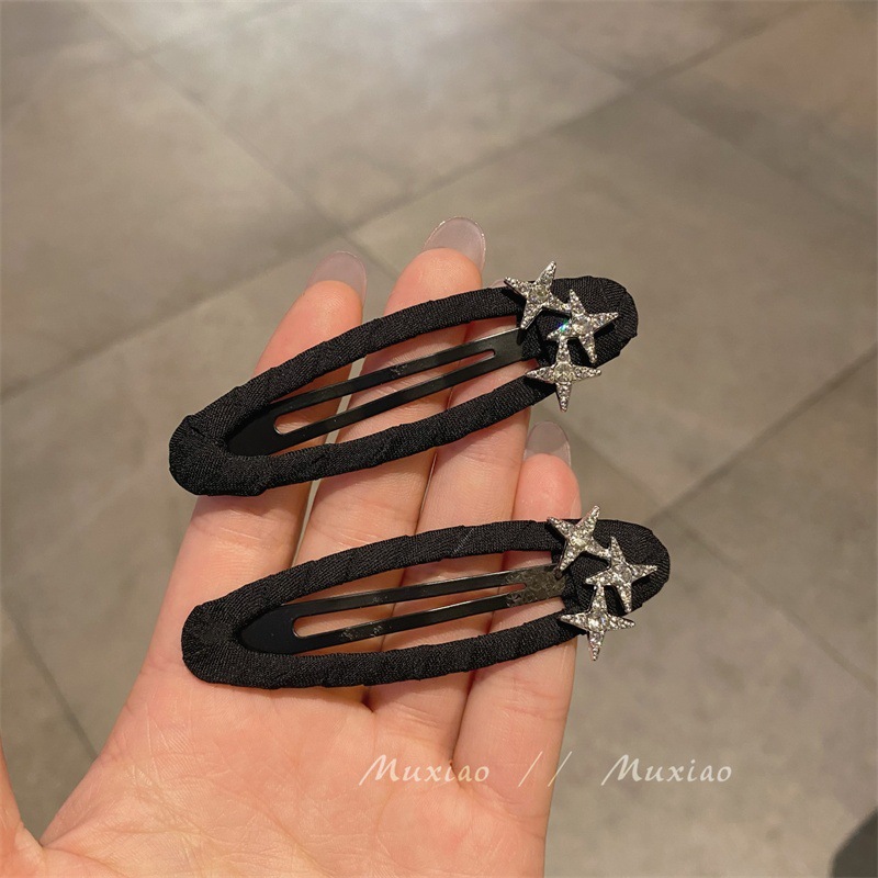 Fermaglio bb per capelli in tessuto nero stile coreano_voghion.com